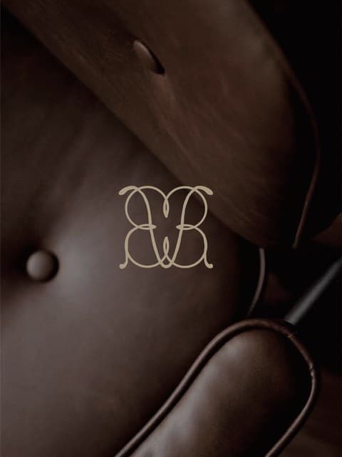 Leather chair embossed with the monogram